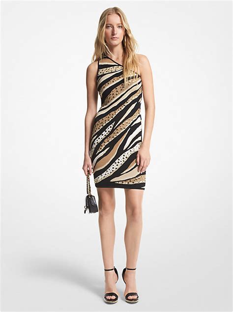 michael kors tiger print dress|Studded Tiger Jacquard Mini Dress .